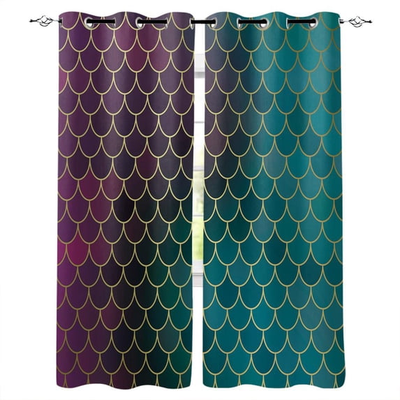 Beautiful Mermaid Scales Window Treatments Curtains Valance Living Room Curtains Outdoor Indoor Drapes Decor K