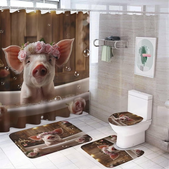 Beautiful Mermaid Shower Curtain Sets with Rugs 4 Piece, Decor for Bathroom Toilet Bathroom Mat,3D Print,Underwater World Coral Fish Sunlight Polyester Fabric 4 Pcs Set