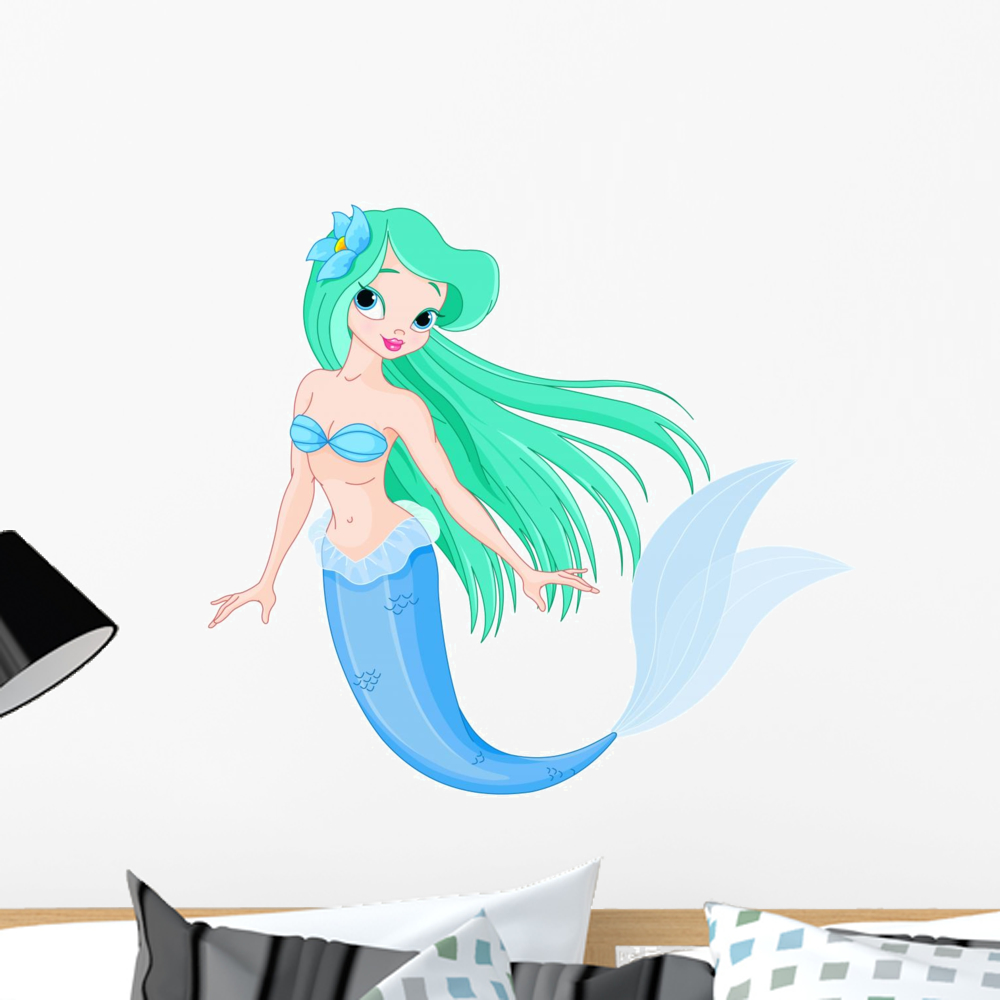Beautiful Mermaid Wall Mural Decal Sticker, Wallmonkeys Peel & Stick ...