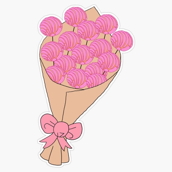 Beautiful Mexican Bakery Concha Bouquet Sweet Bread Floral Array Pastel Pattern Decal For Journal Sticker