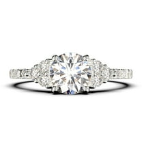 Beautiful Mid-century 1.25 Carat Round Cut Diamond Moissanite Engagement Ring, Wedding Ring in 925 Sterling Silver With 18k White Gold Plating, Gift For Her, 7 Stone Bridal Ring, Promise Ring