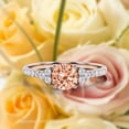 thumbnail image 1 of Beautiful Mid-century 1.25 Carat Round Cut Morganite And Diamond Moissanite Engagement Ring, Wedding Ring in 10k Solid Rose Gold, Gift For Her, 7 Stone Bridal Ring, Promise Ring, Anniversary Gift, 1 of 3