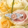 thumbnail image 1 of Beautiful Mid-century 1.25 Carat Round Cut Morganite And Diamond Moissanite Engagement Ring, Wedding Ring in 10k Solid White Gold, Gift For Her, 7 Stone Bridal Ring, Promise Ring, Anniversary Gift, 1 of 3