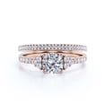thumbnail image 1 of Beautiful Mid-century 1.75 Carat Round Cut Diamond Moissanite Engagement Ring, Wedding Ring in 925 Sterling Silver With 18k Rose Gold Plating, Gift For Her, 7 Stone Ring, Bridal Set, Matching Band, 1 of 3