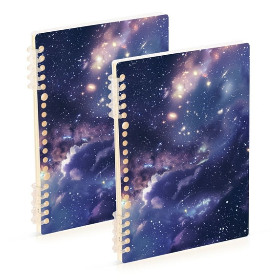 Beautiful Milky Way Notebooks 2 Pcs 1-subject Journal 60 Sheets A5 College Ruled Paper Detachable Ring 8.3"x5.7"