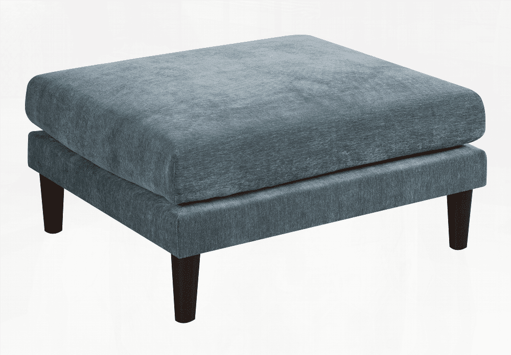 Beautiful Mineral Color Ottoman | Morgan Fabric 1pc Ottoman with Soft Cushion & Wood Legs for Living Room Furniture