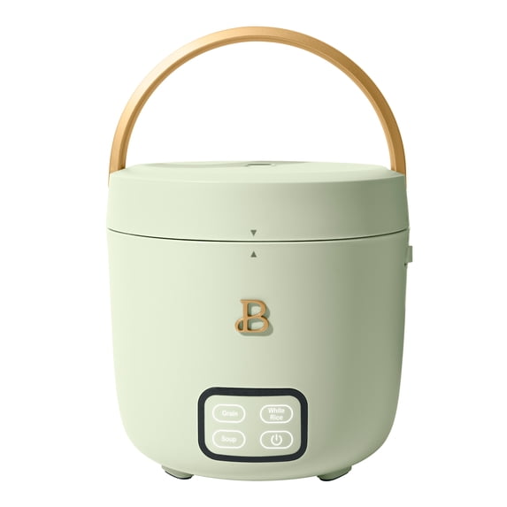 Beautiful 3-Cup Cooked, 1-Cup Uncooked Portable Rice and Soup Cooker with EverGood Ceramic Nonstick Coating, Sage Green by Drew Barrymore