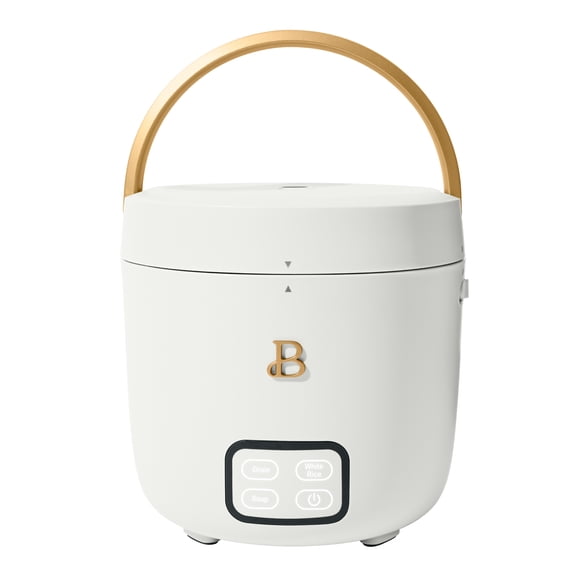 Beautiful 3-Cup Cooked, 1-Cup Uncooked Portable Rice and Soup Cooker with EverGood Ceramic Nonstick Coating, White Icing by Drew Barrymore