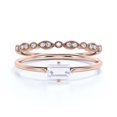 thumbnail image 1 of Beautiful Minimalist 1.20 Carat Baguette Cut Diamond Moissanite Engagement Ring, Classic Wedding Ring in 925 Sterling Silver With 18k Rose Gold Plating, Gift For Her, Bridal Set, Matching Band, 1 of 3