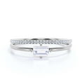 thumbnail image 1 of Beautiful Minimalist 1.20 Carat Baguette Cut Diamond Moissanite Engagement Ring, Classic Wedding Ring in 925 Sterling Silver With 18k White Gold Plating, Gift For Her, Bridal Set, Matching Band, 1 of 3