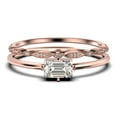 thumbnail image 1 of Beautiful Minimalist 1.20 Carat Baguette Cut Diamond Moissanite Engagement Ring, Classic Wedding Ring in10k Solid Rose Gold, Gift For Her, Anniversary Ring, Bridal Set, Matching Band, 1 of 4