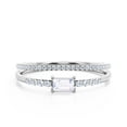 thumbnail image 1 of Beautiful Minimalist 1.45 Carat Emerald Cut Diamond Moissanite Engagement Ring, Wedding Ring, One Matching Band in 10k Solid White Gold, Gift For Her, Girlfriend, Promise Ring, Anniversary Ring, 1 of 3