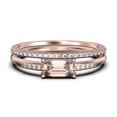 thumbnail image 1 of Beautiful Minimalist 1.45 Carat Emerald Cut Morganite And Diamond Moissanite Engagement Ring, Wedding Ring, One Matching Band In 10K Solid Rose Gold, Gift For Her, Promise Ring, Anniversary Ring, 1 of 3