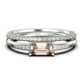 thumbnail image 1 of Beautiful Minimalist 1.45 Carat Emerald Cut Morganite And Diamond Moissanite Engagement Ring, Wedding Ring, One Matching Band In 10K Solid White Gold, Gift For Her, Promise Ring, Anniversary Ring, 1 of 3