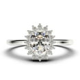 thumbnail image 1 of Beautiful Minimalist 1.50 Carat Oval Cut Diamond Moissanite Engagement Ring, Halo Wedding Ring in 925 Sterling Silver With Plain 18k White Gold Plating Band Gift For Her Promise Ring Anniversary Ring, 1 of 3
