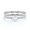 thumbnail image 1 of Beautiful Minimalist 1.70 Carat Baguette Cut Diamond Moissanite Engagement Ring, Classic Wedding Ring in10k Solid White Gold, Gift For Her, Promise Ring, Anniversary Ring, Trio Set, Matching Band, 1 of 3