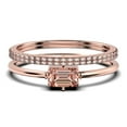 thumbnail image 1 of Bhatiya Gems & Jewels 1.70 Carat Baguette Cut Morganite And Diamond Moissanite Engagement Ring, Classic Wedding Ring in10k Solid Rose Gold, Gift For Her, Anniversary Ring, Trio Set, Matching Band, 1 of 4