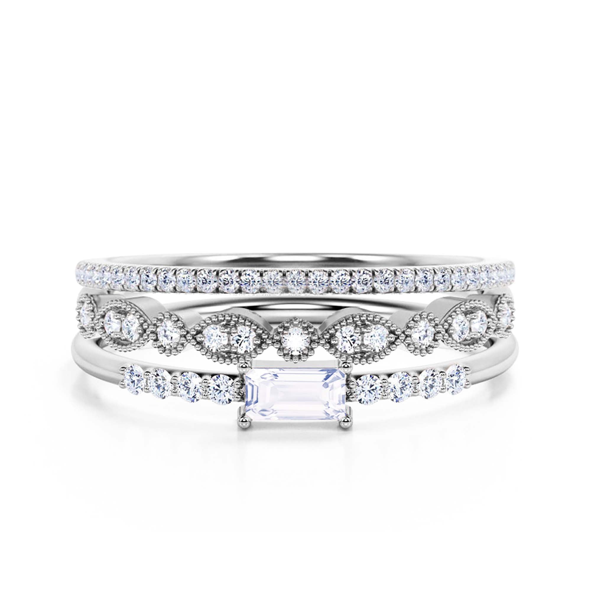 Beautiful Minimalist 1.95 Carat Emerald Cut Diamond Moissanite ...