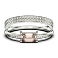 thumbnail image 1 of Beautiful Minimalist 1.95 Carat Emerald Cut Morganite And Diamond Moissanite Engagement Ring, Wedding Ring, Two Matching Band in 10k Solid White Gold, Gift For Her, Promise Ring, Anniversary Ring, 1 of 4