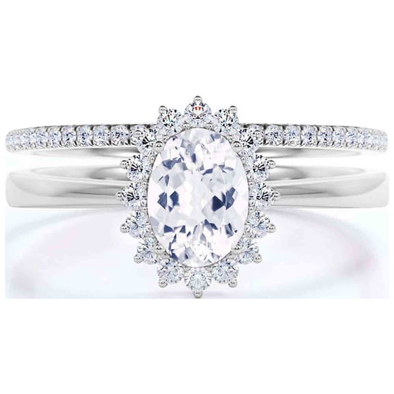 Beautiful Minimalist 2.00 Carat Oval Cut Diamond Moissanite Engagement Ring, Classic Halo Wedding Ring, One Matching Band in 10k Solid White Gold Band, Gift For Her, Promise Ring, Anniversary Ring