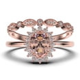 thumbnail image 1 of Beautiful Minimalist 2.00 Carat Oval Cut Morganite And Diamond Moissanite Engagement Ring, Classic Halo Wedding Ring, One Matching Band in 10k Solid Rose Gold Band, Gift For Her, Promise Ring, 1 of 3
