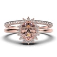thumbnail image 1 of Beautiful Minimalist 2.00 Carat Oval Cut Morganite And Diamond Moissanite Engagement Ring, Classic Halo Wedding Ring, One Matching Band in 10k Solid Rose Gold Band, Gift For Her, Promise Ring, 1 of 3