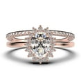 thumbnail image 1 of Beautiful Minimalist 2.00 Carat Oval Diamond Moissanite Engagement Ring, Halo Wedding Ring, One Matching Band In 925 Sterling Silver With Plain 18K Rose Gold Plating Band Gift For Her, 1 of 4