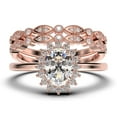 thumbnail image 1 of Beautiful Minimalist 2.50 Carat Oval Cut Diamond Moissanite Engagement Ring, Classic Halo Wedding Ring, Two Matching Band in 10k Solid Rose Gold Band, Gift For Her, Promise Ring, 1 of 4