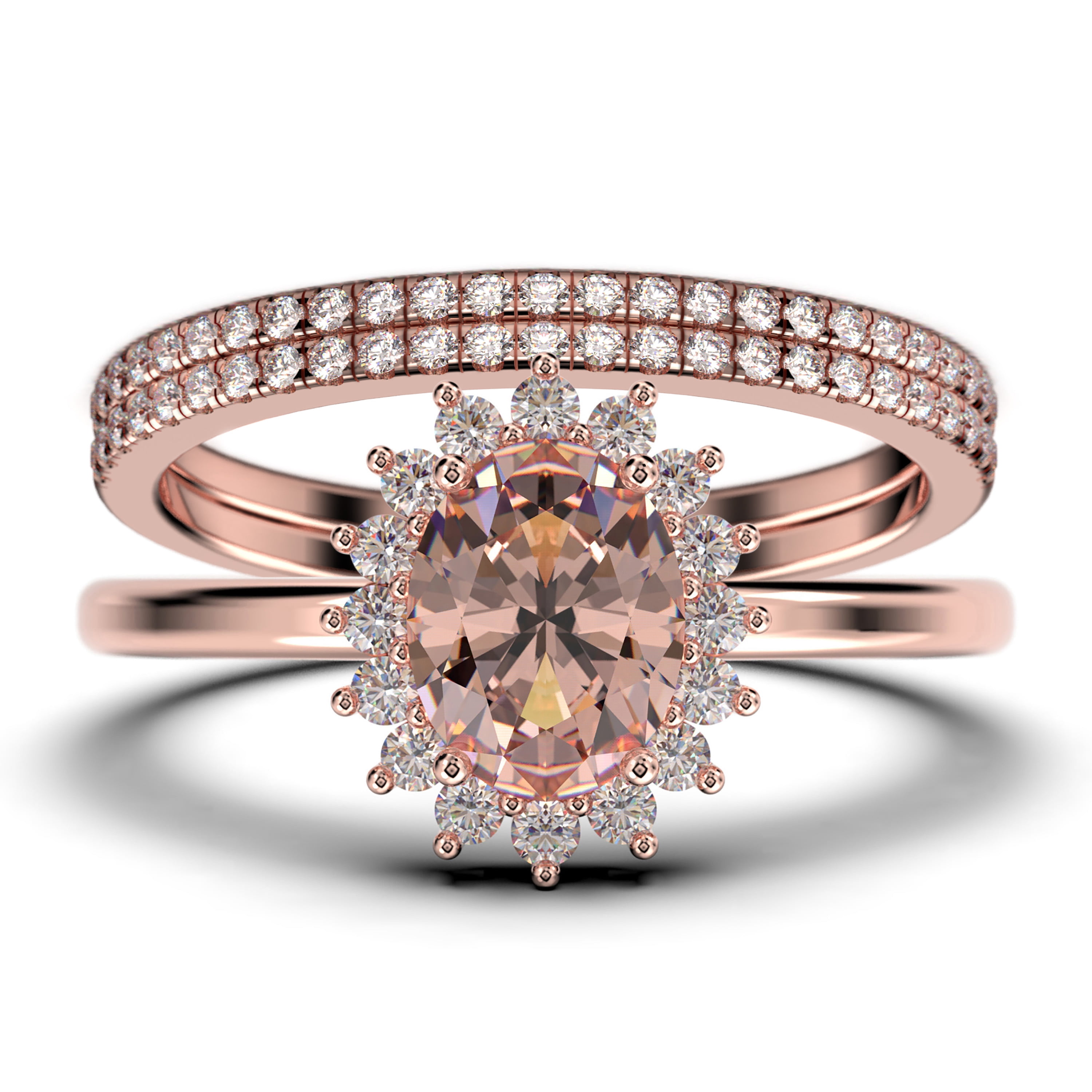 Beautiful Minimalist 2.50 Carat Oval Cut Morganite And Diamond ...