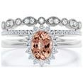 thumbnail image 1 of Beautiful Minimalist 2.50 Carat Oval Cut Morganite And Diamond Moissanite Engagement Ring, Classic Halo Wedding Ring, Two Matching Band in 10k Solid White Gold Band, Gift For Her, Promise Ring, 1 of 3