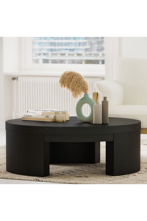 Mod Round Coffee Table by Drew Barrymore, Black Wood Finish