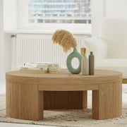 Beautiful Mod Round Coffee Table by Drew Barrymore, Warm Honey Finish