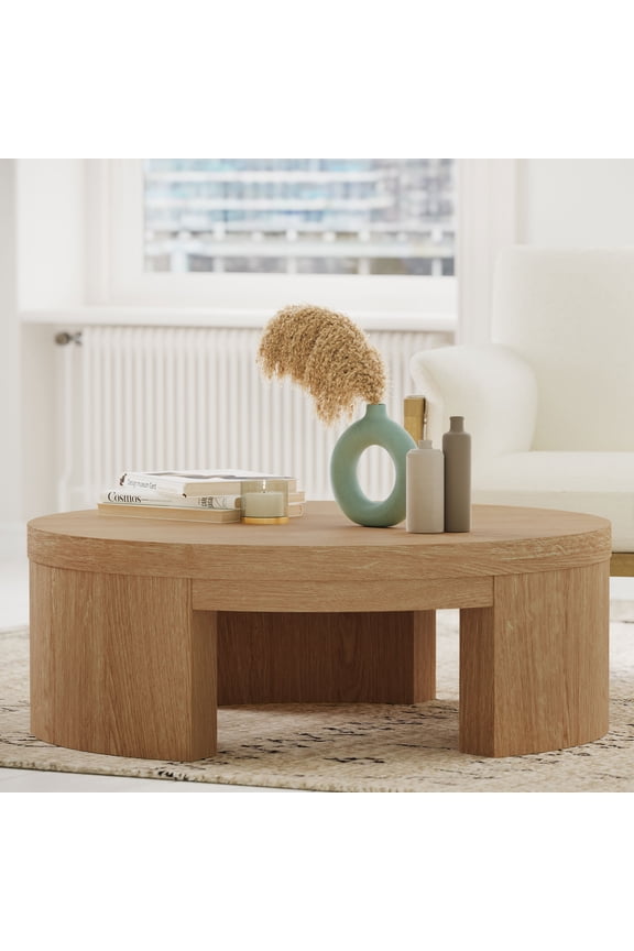 Mod Round Coffee Table by Drew Barrymore, Warm Honey Finish