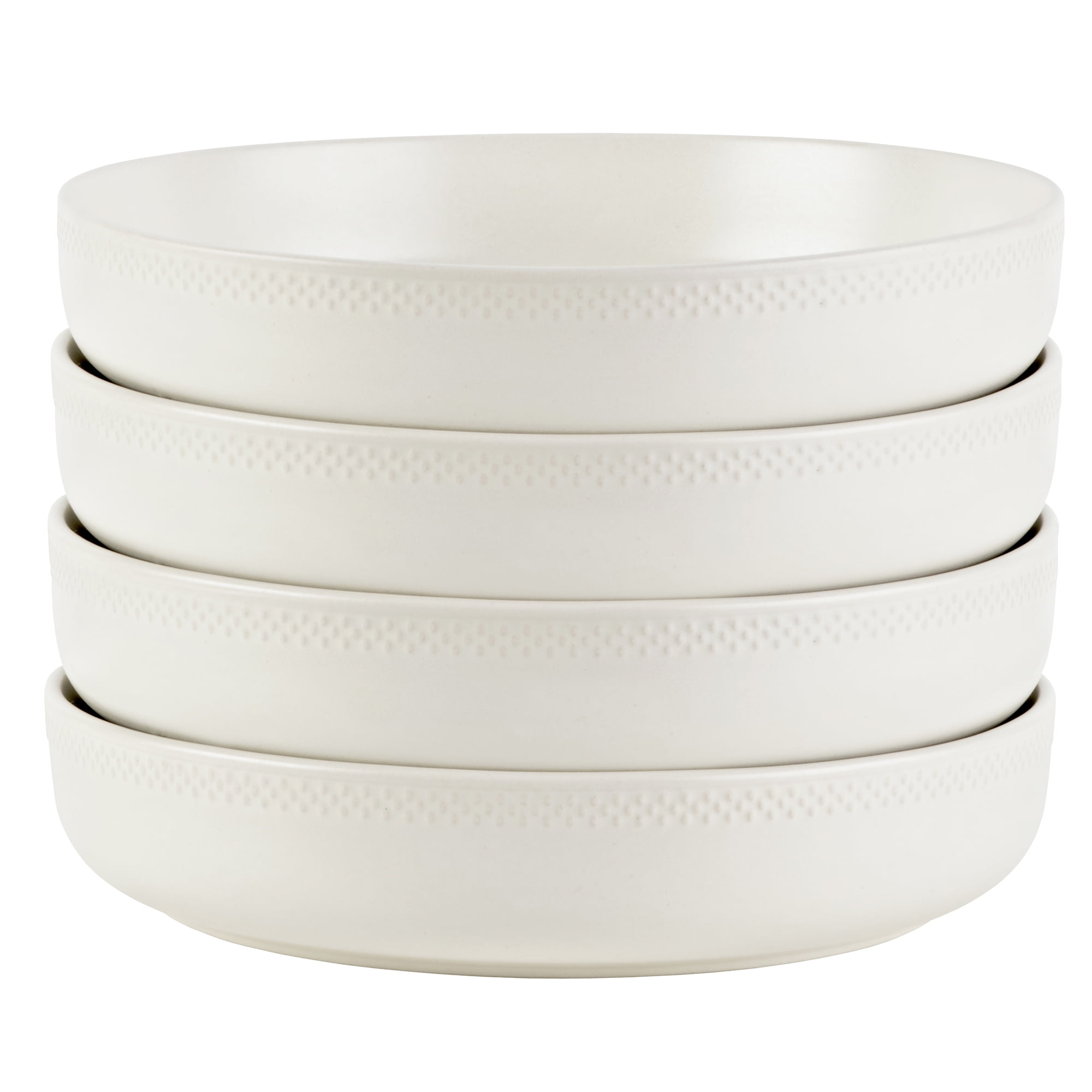 Beautiful Modern Dots Set of 4 Stoneware Pasta Bowls White by Drew Barrymore - Walmart.com