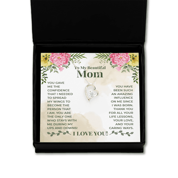 To My Beautiful Mom Gift Necklace, Birthday gift Necklace For Mom, Mothers Day Gift necklace For Mom, Solitaire Crystal Necklace, Birthday Party Gift Necklace