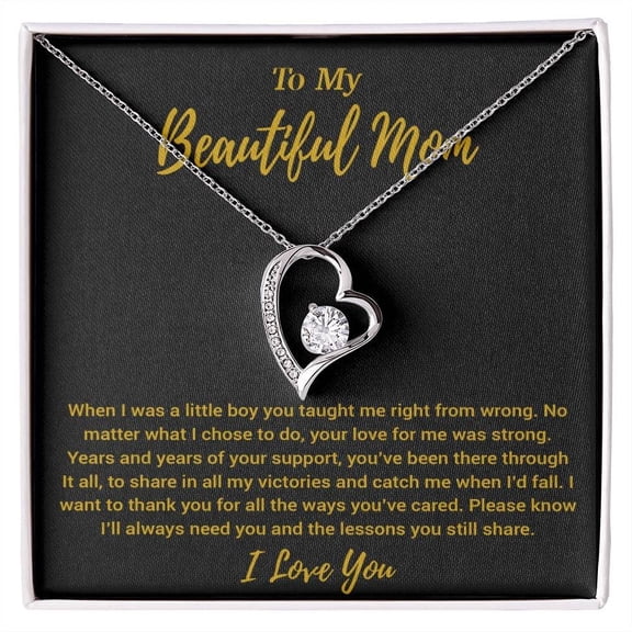 To My Beautiful Mom Heartfelt Mother'S Day Necklace, A Meaningful Necklace Perfect For Anniversaries Birthdays Valentine V2130, White Forever Love Necklace