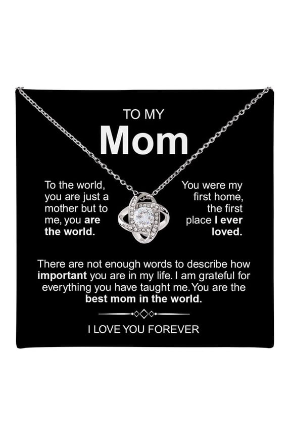 To My Beautiful Mom Love Knot Necklace From Son Daughter, Jewelry For Women, Birthday, Mom, Mother'S Day, With Heartfelt Box & Card #2 #241, Gold Love Knot Necklace