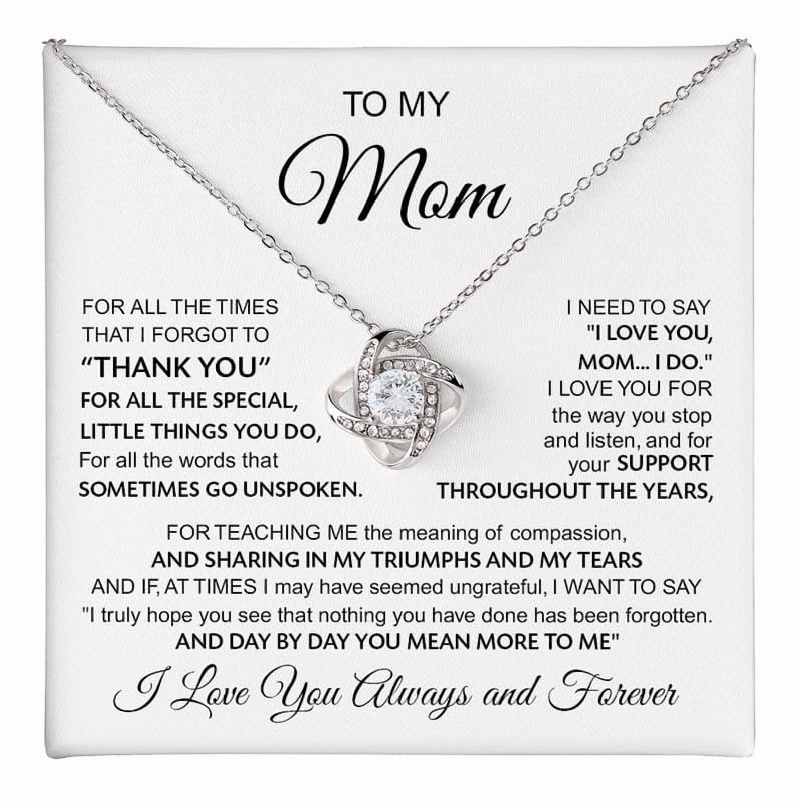 To My Beautiful Mom Love Knot Necklace From Son Daughter, Jewelry For Women, Birthday, Mom, Mother'S Day, With Heartfelt Box & Card #7 #223, Gold Love Knot Necklace