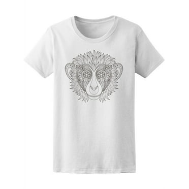 Beautiful Monkey Ethnic Mandala T-Shirt Women -Image by Shutterstock, Female x-Large