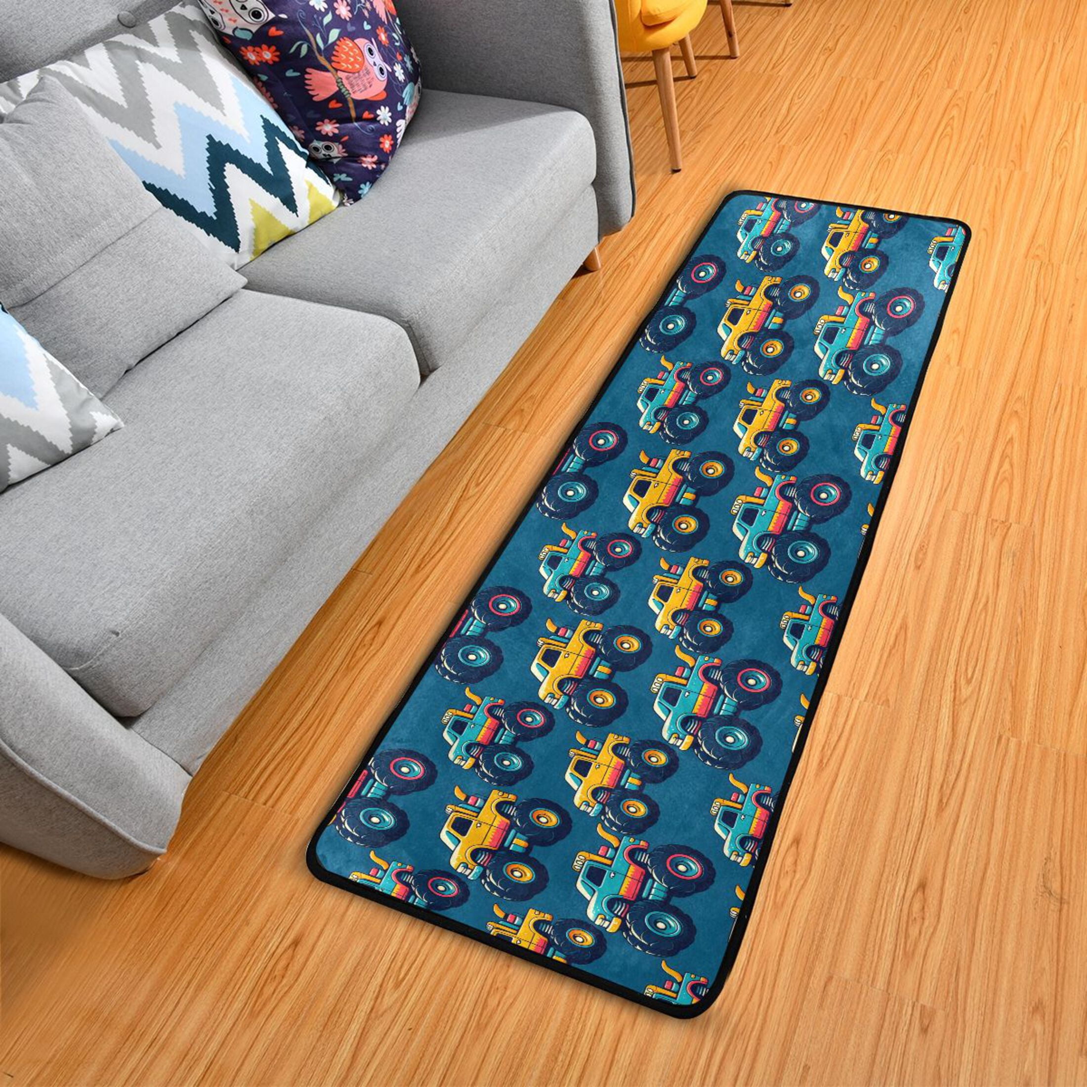 Beautiful Monster Trucks Car Hallway Runner Rug 2'X6' Non-Slip Washable Carpet Runner Kitchen Entryway Laundry Bedroom