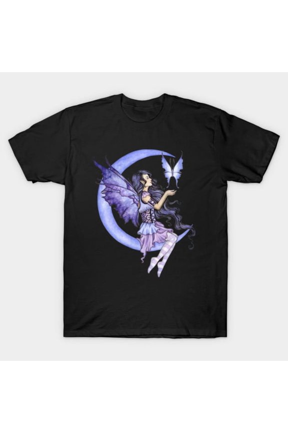 Beautiful Moon Moth with a Crescent Moon Witchy Fantasy Art Graphic T-Shirt