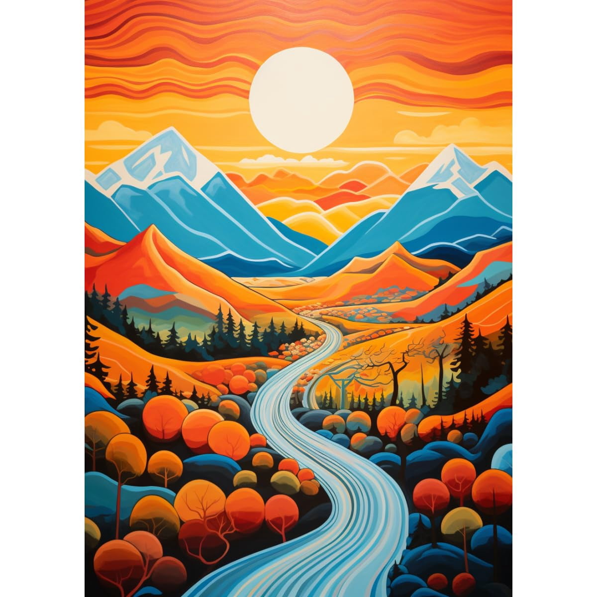 Beautiful Mountain Scene DIY 5D Diamond Art Paint with Full Drill Round ...