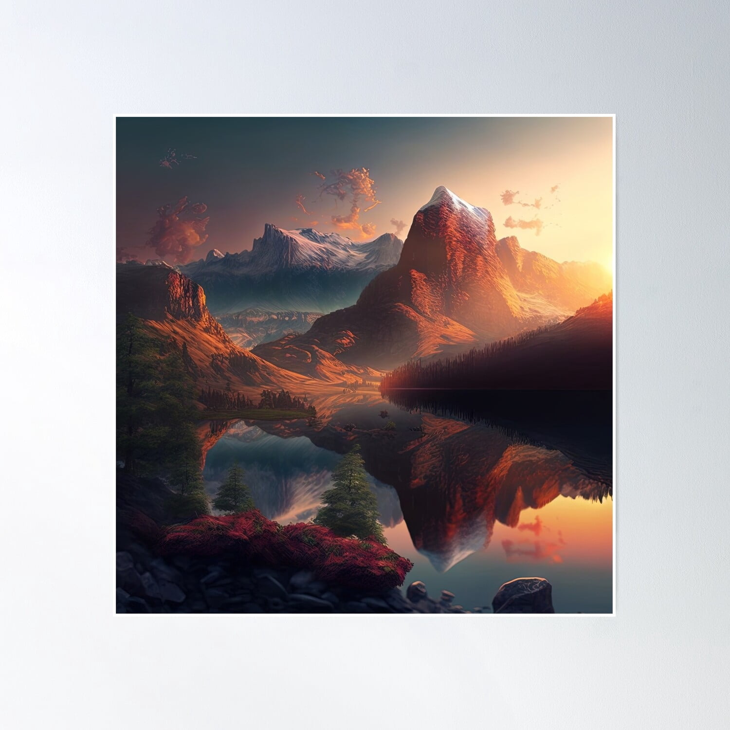 Beautiful Mountain With Sunset Poster Wall Art Modern Wall Decor beautiful-mountain-with-sunset-poster-wall-art-modern-wall-decor