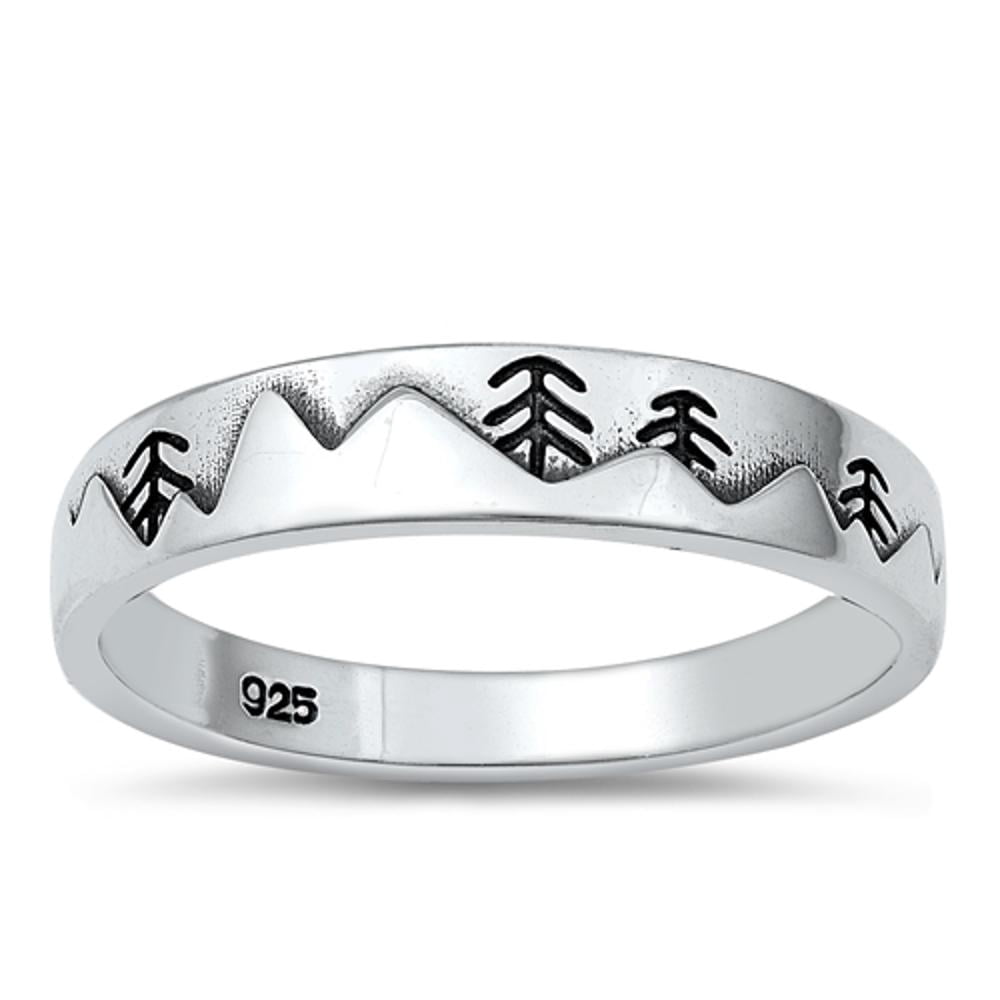 Nature Mountain Range Hiking Ring - 925 Sterling Silver Band, Sizes 4-10 - View #11
