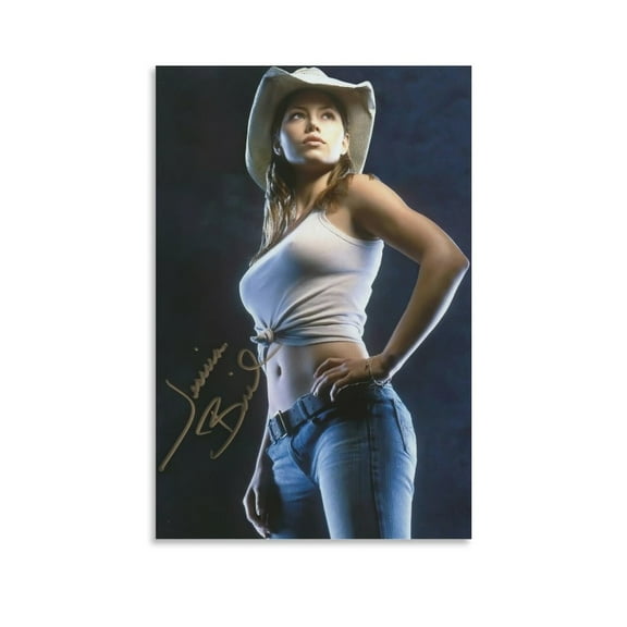 Beautiful Movie Actresses Jessica Biel Cowboy Signature Poster Artworks Canvas Poster Room Aesthetic Wall Art Prints Home Modern Decor Gifts 16x24inch(40x60cm)