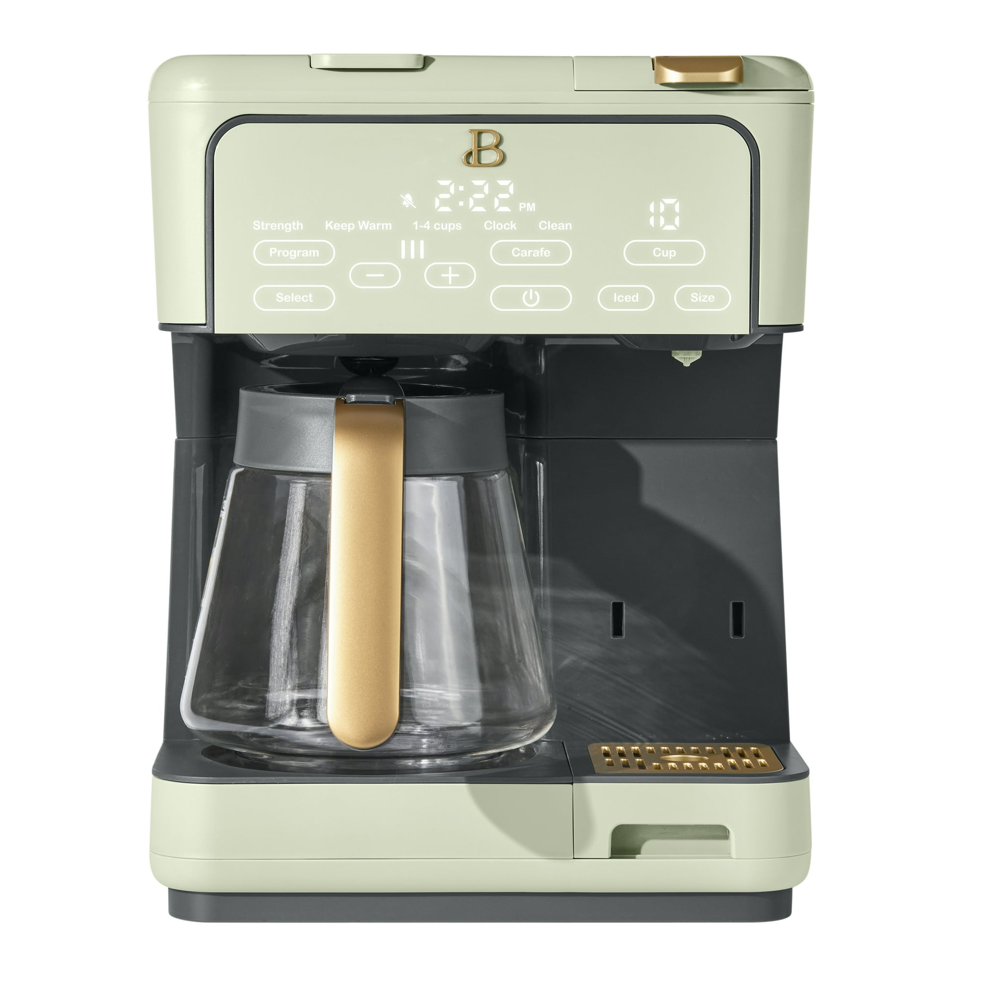 Beautiful Multi-Brew 12-Cup Programmable Drip & Single-Serve Coffee Maker, Sage Green by Drew Barrymore