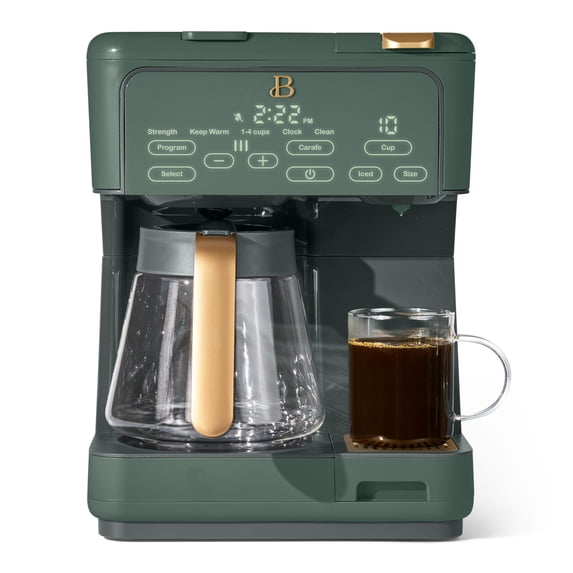 Beautiful Programmable 12-Cup & Single-Serve Multi-Brew Coffee Maker, Thyme Green by Drew Barrymore