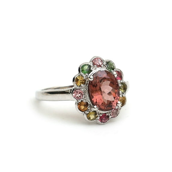 Beautiful Multi Tourmaline Art Deco Engagement & Wedding Ring 925 Sterling Silver Birthstone Solitaire Ring - Anniversary Ring - gift for her