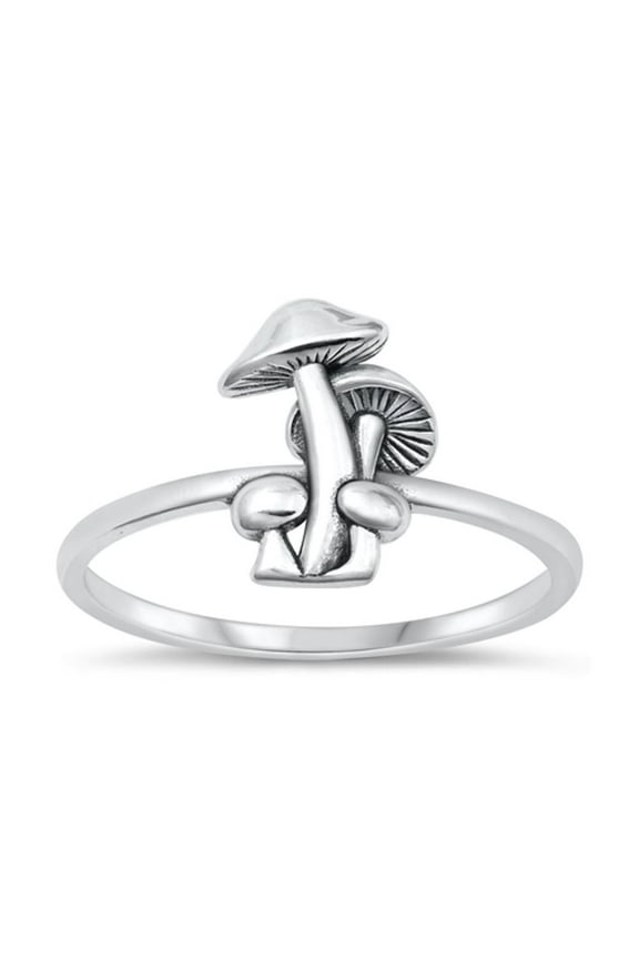 Beautiful Mushrooms Ring .925 Toadstool Sterling Silver Band Jewelry Female Male Unisex Size 10