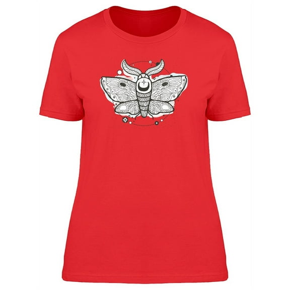 Beautiful Mystical Moth Sketch T-Shirt Women -Image by Shutterstock, Female Medium